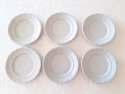 Régi Zsolnay porcelán desszertes tányér népi fehér kistányér 6 db