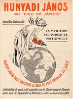 Hunyadi János keserűvíz hirdetés 1910, eredeti, újság, plakát, francia nyelvű, 29 x 39 cm, régi