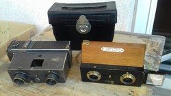2db antik sztereó fényképezőgép
