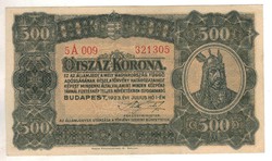 500 korona 1923 "EF" Magyar Pénzjegynyomda Rt.