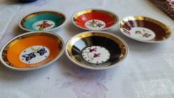 Antik , porcelán, Hollóházi, kézzel festett kis tányér  eladó 5 db