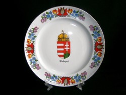 Eredeti Kalocsai porcelán falitál, fali tányér, Magyar címerrel 24 cm átmérő 2-es