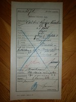antik papír betegfelvételi jegy szt jános kórház 1895 