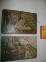 Két darab régi képeslap - hattyús, vadász jelenetes