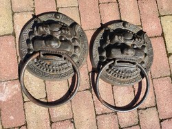 A pair of giant old Chinese gate knocking lions!