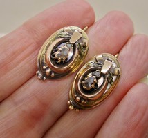 Gyönyörű antik bieder arany fülbevaló gyémántokkal ca.0,50ct