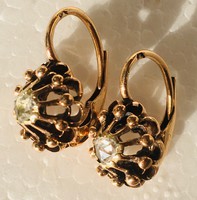 Antik XIX századi gyémánt Fülbevaló 14 k arany Rókefejes fémjel