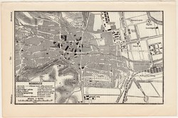 Miskolcz térkép., egyszínű nyomat 1915, magyar, Miskolc, város, Magyarország, megye, Révai lexikon