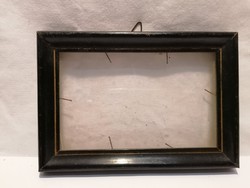 Antik üvegezett fekete fa képkeret , falc 9x13,5 cm