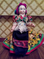 Antique old matyó doll 18 cm