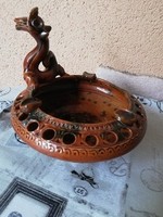 Ceramic bowl with dragon glaze, ashtray, marked