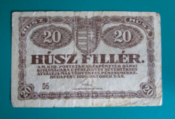 20 Fillér - 1920 október 2. - 1 db - sorozatszám: 05