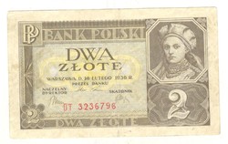 2 zloty zlotych zlote 1936 Lengyelország 