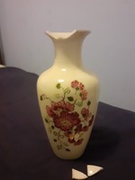 Sérült kézzel festett, aranyozott  Zsolnay exklusive porcelán kisméretű váza 