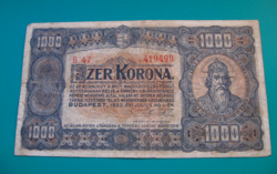 1000 Korona -1923 július 1. -  Budapest  - sorozat: B 47