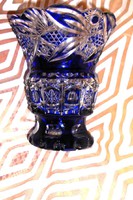 Ólomkristály súlyos-vastag  váza-szép kézműves darab 
