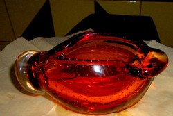 Cseh buborékos üveg-Súlyos-vastag  tál