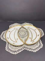 Ritka antik Elbogen Porcelain  - Springer & Co Loket  aranyozott csontos tányér pár 