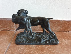 Bronzirozott öntöttvas kutya figura