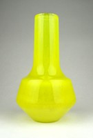 1A235 Karcagi irizáló citrom sárga fátyolüveg váza 20 cm