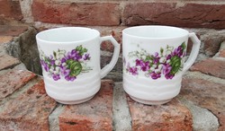 2 pcs beautiful patterned rare drasche violet, lily of the valley mugs, mug, nostalgia piece