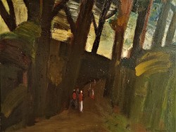 Id. Benedek Jenő (1906 - 1987) Erdei út Képcsarnokos festménye 86x66cm EREDETI GARANCIÁVAL !!