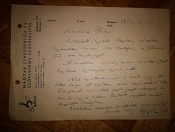 Gyöngy Pál zeneszerző ajánlása dedikált 1952