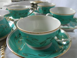 Mz moritz zdekauer turquoise mocha cup and saucer 5 pcs, almost 100 years old