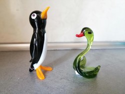 Miniatűr üveg pingvin és hattyú