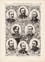 Királyi Magyar Minisztérium 1867 (1), metszet, 23 x 33 cm, monarchia, Eötvös, Andrássy, Festetics