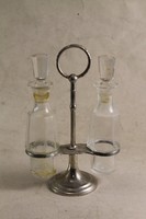 Antik fémtalpas ecetes olajos üveg kínáló 962