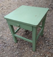 Régi, felújítandó, fiókos hokedli, ülőke (vintage, zöld színű) eladó