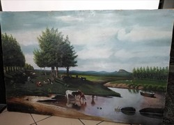 "Patak partján tehenek " festmény
