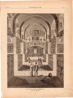 A Teleki - könyvtár, fametszet 1881, metszet, nyomat, 22 x 30 cm, Ország - Világ, Marosvásárhely