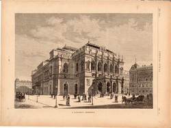 A budapesti Operaház, fametszet 1881, metszet, nyomat, 22 x 31 cm, Ország - Világ, Budapest, színház