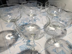 Régi üveg mintás pezsgőspohár