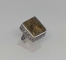 Képjáspis köves, jelzett 925-s ezüst gyűrű