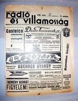 RITKA SZAKLAP! Rádió és villamosság, 1937. április havilap,  elektronikai szaklap, régi újság