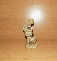 GDR porcelán kislány báránnyal Meisseni formaterv alapján figura 15,5 cm magas (po-4)