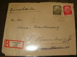  rika ajánlott boriték német Deutsche Reich 2 Hindenburg bélyeggel futott lenwerder