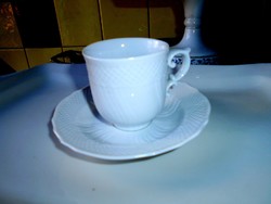 Hollóházi hófehér csésze és csészealj -hibátlan állapotban