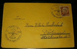 1939 boriték német Deutsche Reich  bélyeggyűjtői bélyegzés Hindenburg bélyeggel futott    