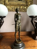 Erotikus női akt - bronz szobor 