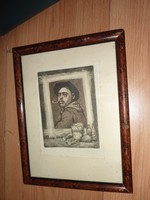 Vén Zoltán: Nagy Balogh János festő portréja, jelzett rézkarc