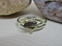 Szép kis valódi füstkvarc köves ezüst gyűrű