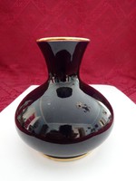 Orosz porcelán váza, sötétkék, arany szegéllyel, magassága 10 cm.