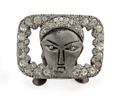 Antique jewelry: American art deco pendant with Frida Kahlo's face, Galeriasabaria reszere