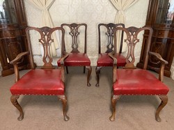 Chippendale antik székek valódi bőr üléssel