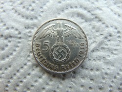 Németország III. Birodalom ezüst 5 márka 1938 A  