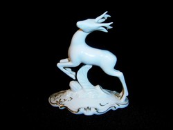 PE_008 Nagyon szép aranyozott festésű Royal Dux porcelán őz bak, vagy szarvas